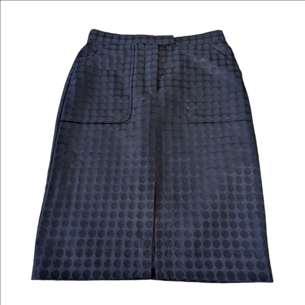 Skirt J. Crew Navy Polka Dot A-Line  Big Front Pockets Slim Waist Zipper NWT Sz4